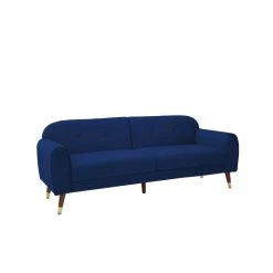 Velvet Futon Sofa Bed, Sleeper Sofa with 3 Inclined Angles, Couch with 6 Solid Wood Legs, Loveseat for Small Space, blue by ANBAZAR 12 Velvet Futon Sofa Bed, Sleeper Sofa with 3 Inclined Angles, Couch with 6 Solid Wood Legs, Loveseat for Small Space, blue by ANBAZAR -ANBAZAR Sales navy blue anbazar loveseats ff126 505 1f 1000