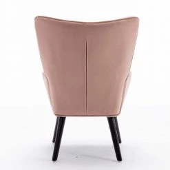 Modern Pink Velvet Fabric Upholstery Metal Frame Accent Arm Chair Leisure Chair with Solid Wood Legs by ANBAZAR -ANBAZAR Sales pink anbazar accent chairs 02593anna p 76 1000