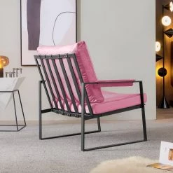 Modern Accent Chairs Living Room Armchair with Velvet Cushion Comfortable Single Arms Chair with Metal Frame (Set of 1) by ANBAZAR -ANBAZAR Sales pink anbazar accent chairs wkx135 pk 40 1000