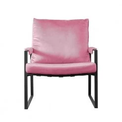 Modern Accent Chairs Living Room Armchair with Velvet Cushion Comfortable Single Arms Chair with Metal Frame (Set of 1) by ANBAZAR