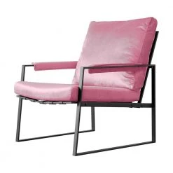 Modern Accent Chairs Living Room Armchair with Velvet Cushion Comfortable Single Arms Chair with Metal Frame (Set of 1) by ANBAZAR -ANBAZAR Sales pink anbazar accent chairs wkx135 pk c3 1000