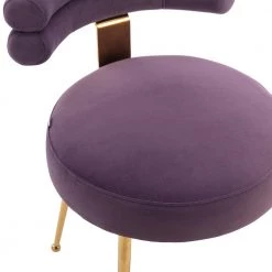 Velvet Leisure Dining Chair,Tufted Upholstered Side Chair,Living Room Accent Chair with Metal Legs, Bedroom, Club,Purple by ANBAZAR -ANBAZAR Sales purple anbazar accent chairs wjz 102e 44 1000