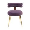 Velvet Leisure Dining Chair,Tufted Upholstered Side Chair,Living Room Accent Chair with Metal Legs, Bedroom, Club,Purple by ANBAZAR
