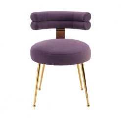 Velvet Leisure Dining Chair,Tufted Upholstered Side Chair,Living Room Accent Chair with Metal Legs, Bedroom, Club,Purple by ANBAZAR