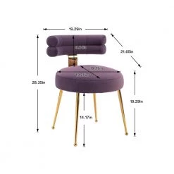 Velvet Leisure Dining Chair,Tufted Upholstered Side Chair,Living Room Accent Chair with Metal Legs, Bedroom, Club,Purple by ANBAZAR -ANBAZAR Sales purple anbazar accent chairs wjz 102e fa 1000
