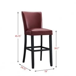 20 inches wide. Red high back solid wood frame, high elasticity, high leg PU upholstered bar chair (Set of 2) by ANBAZAR -ANBAZAR Sales red anbazar bar stools gj 100 r c3 1000