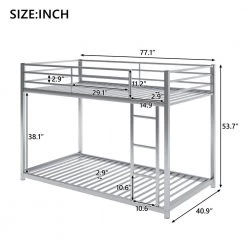 Silver Twin Metal Bunk Bed with Ladder Low Floor Twin Kids Bunk Bed Frame with Safe Guardrail by ANBAZAR -ANBAZAR Sales silver anbazar bunk beds 01711anna n 1f 1000
