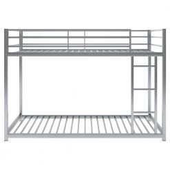Silver Twin Metal Bunk Bed with Ladder Low Floor Twin Kids Bunk Bed Frame with Safe Guardrail by ANBAZAR -ANBAZAR Sales silver anbazar bunk beds 01711anna n 4f 1000