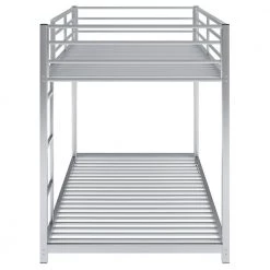 Silver Twin Metal Bunk Bed with Ladder Low Floor Twin Kids Bunk Bed Frame with Safe Guardrail by ANBAZAR -ANBAZAR Sales silver anbazar bunk beds 01711anna n 76 1000