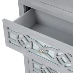 Silver Accent Entryway Cabinet with Drawers Mirror Decorative Kitchen Buffet Sideboard Storage Cabinet for Living Room by ANBAZAR -ANBAZAR Sales silver anbazar sideboards buffet tables kz 092 n 1f 1000