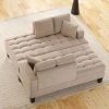 Gray Wood Top Living room Bedroom Tufted Upholstered Textured Fabric Chaise Lounge Set, 2 Toss Pillow included by ANBAZAR