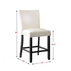 19". White High-backed solid wood frame, upholstered bar stool, breathable leather seat (Set of 2) by ANBAZAR 12 19". White High-backed solid wood frame, upholstered bar stool, breathable leather seat (Set of 2) by ANBAZAR -ANBAZAR Sales white anbazar bar stools gj 114 wt 1f 1000
