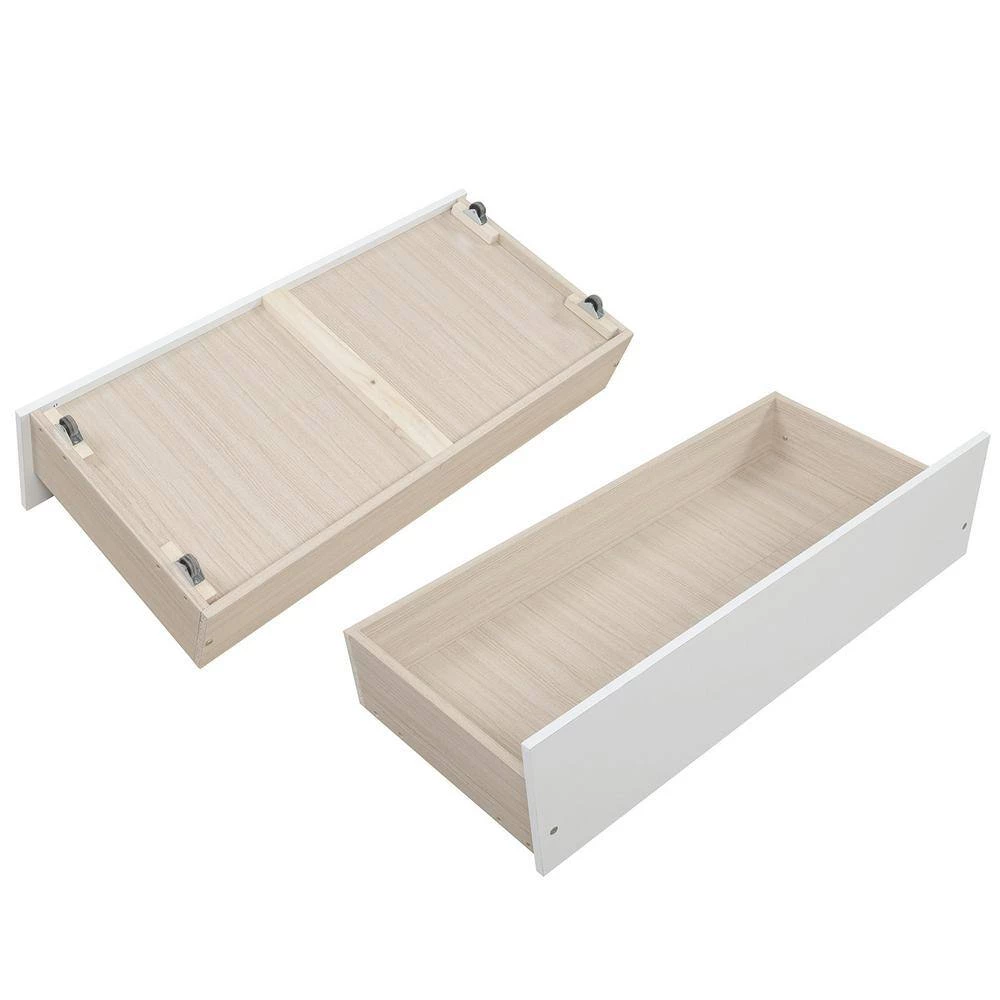 Full Over Full White Wood Bunk Bed with Trundle, Detachable Full Bunk bed Frame with Drawers and Storage Shelves by ANBAZAR 8 Full Over Full White Wood Bunk Bed with Trundle, Detachable Full Bunk bed Frame with Drawers and Storage Shelves by ANBAZAR - Image 8