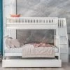 White Twin Over Full Kids Bunk Beds with Trundle and Stair, Detachable Wood Bunk Bed with Full-Length Guardrail by ANBAZAR