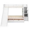 White Twin Over Full Bunk Bed Frame with Slide and Staircases, Wooden Kids Bunk Bed Frame with 2 Storage Drawers by ANBAZAR