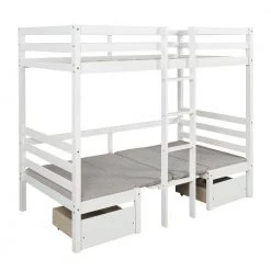 White Twin Over Twin Wood Bunk Bed with 2 Drawers, Convertible Kids Loft Bed Frame with Desk and Storage Drawers by ANBAZAR 11 White Twin Over Twin Wood Bunk Bed with 2 Drawers, Convertible Kids Loft Bed Frame with Desk and Storage Drawers by ANBAZAR -ANBAZAR Sales white anbazar bunk beds 01070anna k c3 1000
