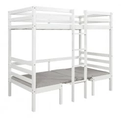 White Twin Over Twin Wood Bunk Bed with 2 Drawers, Convertible Kids Loft Bed Frame with Desk and Storage Drawers by ANBAZAR 15 White Twin Over Twin Wood Bunk Bed with 2 Drawers, Convertible Kids Loft Bed Frame with Desk and Storage Drawers by ANBAZAR -ANBAZAR Sales white anbazar bunk beds 01070anna k fa 1000