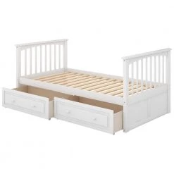 White Wood Twin Over Twin Bunk Beds with 2 Drawers, Detachable 2 Kids Bunk Bed Frame with Ladder and Safety Rail by ANBAZAR 16 White Wood Twin Over Twin Bunk Beds with 2 Drawers, Detachable 2 Kids Bunk Bed Frame with Ladder and Safety Rail by ANBAZAR -ANBAZAR Sales white anbazar bunk beds 01088anna k 76 1000