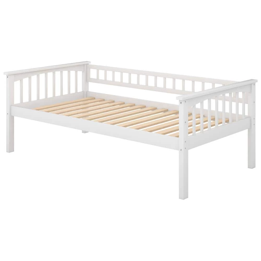 White Wood Twin Over Twin Bunk Beds with 2 Drawers, Detachable 2 Kids Bunk Bed Frame with Ladder and Safety Rail by ANBAZAR 7 White Wood Twin Over Twin Bunk Beds with 2 Drawers, Detachable 2 Kids Bunk Bed Frame with Ladder and Safety Rail by ANBAZAR - Image 7