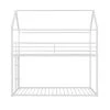 White Twin over Twin Metal Bunk Bed With Ladder and House Roof, Low Floor Kids House Bunk Bed Frame with Safe Guardrail by ANBAZAR