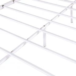 White Twin Over Full Heavy Duty Metal Bunk Bed with 4-Step Ladder, Kids Metal Bunk Bed Frame with Solid Slats by ANBAZAR -ANBAZAR Sales white anbazar bunk beds 01415anna w 44 1000