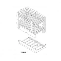 White Twin Wood Kids Bunk Bed with Trundle, Detachable Twin Wood Bunk Bed Frame with Safety Rail and Ladder by ANBAZAR -ANBAZAR Sales white anbazar bunk beds 01570anna w 1f 1000