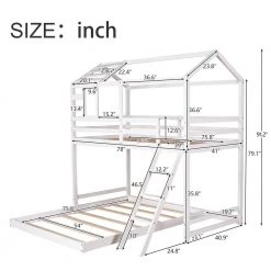 White Twin Over Full Kids House Bunk Bed with Ladder and Window, L-Shaped Wood Bunk Bed Frame with Full-Length Guardrail by ANBAZAR 13 White Twin Over Full Kids House Bunk Bed with Ladder and Window, L-Shaped Wood Bunk Bed Frame with Full-Length Guardrail by ANBAZAR -ANBAZAR Sales white anbazar bunk beds 01710anna k 1f 1000