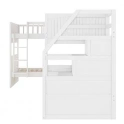White Twin Size L-Shaped Triple Kids Bunk Beds with Storage Staircase and Ladder, Twin Wood Bunk Bed Frame with Loft Bed by ANBAZAR -ANBAZAR Sales white anbazar bunk beds 01723anna k 44 1000