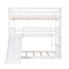 White Triple Bunk Beds with Slide Wooden Floor Triple Bunk Bed with Ladder and Guardrails Can be Convertible to 3-Beds by ANBAZAR