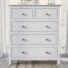 Modern 5-Drawers White Solid Bedroom Storage Chest of Drawers 36.0"H x 15.3" W x 32.6"D, Chic Wood Chest without Mirror by ANBAZAR