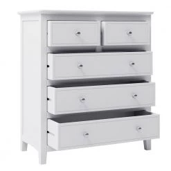 Modern 5-Drawers White Solid Bedroom Storage Chest of Drawers 36.0"H x 15.3" W x 32.6"D, Chic Wood Chest without Mirror by ANBAZAR -ANBAZAR Sales white anbazar chest of drawers 01474anna w 77 1000