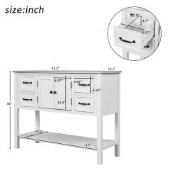 43 in. Modern White Rectangle Wood Top Entryway Console Table Sofa Table with 4 Drawers, Bottom Shelf and Cabinet by ANBAZAR 13 43 in. Modern White Rectangle Wood Top Entryway Console Table Sofa Table with 4 Drawers, Bottom Shelf and Cabinet by ANBAZAR -ANBAZAR Sales white anbazar console tables 02375anna k 1f 1000
