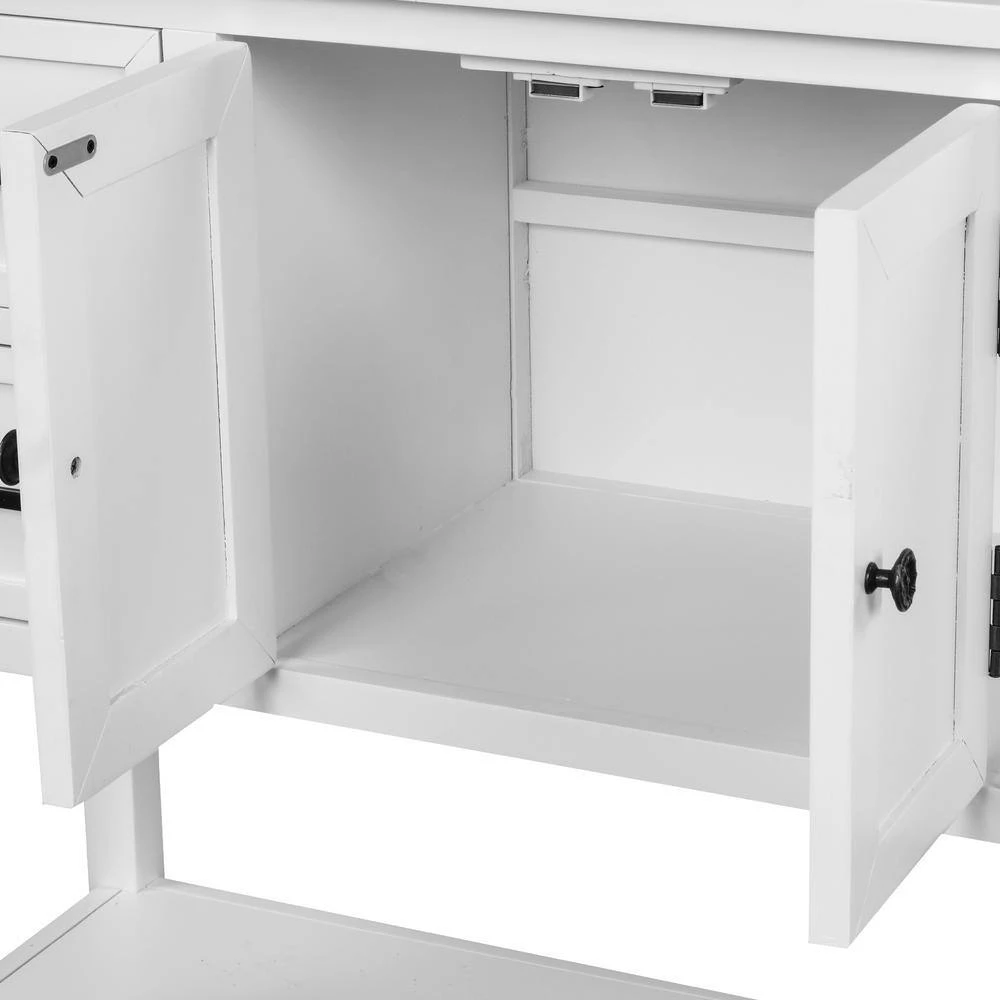 43 in. Modern White Rectangle Wood Top Entryway Console Table Sofa Table with 4 Drawers, Bottom Shelf and Cabinet by ANBAZAR 8 43 in. Modern White Rectangle Wood Top Entryway Console Table Sofa Table with 4 Drawers, Bottom Shelf and Cabinet by ANBAZAR - Image 8