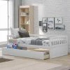 Wood Daybed with Storage Drawers, Twin Size Daybed Sofa Bed Frame for Bedroom, Guest Room, Living Room, White by ANBAZAR