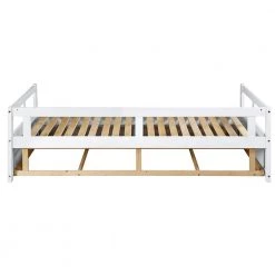 Extendable Twin White Daybed with Trundle Wood Daybed with Pull Out Trundle and 2-Drawers Twin to King Daybed Frame by ANBAZAR -ANBAZAR Sales white anbazar daybeds 00300anna 4f 1000