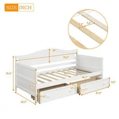 Twin Size White Wood Daybed Frame with Drawers Dual-use Twin Sofa Bed Frame for Living Room No Box Spring Needed by ANBAZAR -ANBAZAR Sales white anbazar daybeds 00306anna 1f 1000