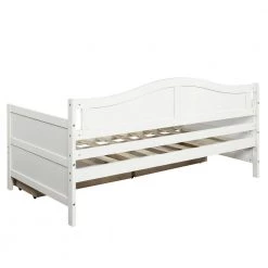 Twin Size White Wood Daybed Frame with Drawers Dual-use Twin Sofa Bed Frame for Living Room No Box Spring Needed by ANBAZAR -ANBAZAR Sales white anbazar daybeds 00306anna 76 1000