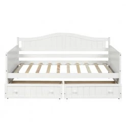 Twin Size White Wood Daybed Frame with Drawers Dual-use Twin Sofa Bed Frame for Living Room No Box Spring Needed by ANBAZAR -ANBAZAR Sales white anbazar daybeds 00306anna c3 1000