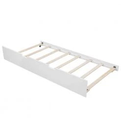 White Twin Size Wood Daybed with Trundle Bed, Dual-use Sturdy Daybed Sofa Bed Frame With Small Table by ANBAZAR -ANBAZAR Sales white anbazar daybeds 00543anna 76 1000