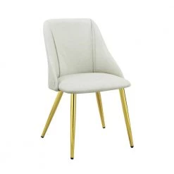 Kitchen Dining Room Furniture Side Chair, White PU Upholstered Chair w/Golden Metal Legs (Set of 2) by ANBAZAR -ANBAZAR Sales white anbazar dining chairs wkx149 31 1000