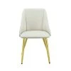 Kitchen Dining Room Furniture Side Chair, White PU Upholstered Chair w/Golden Metal Legs (Set of 2) by ANBAZAR
