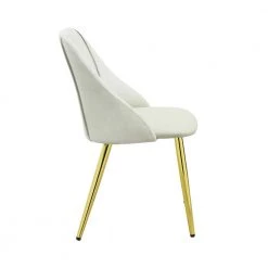 Kitchen Dining Room Furniture Side Chair, White PU Upholstered Chair w/Golden Metal Legs (Set of 2) by ANBAZAR -ANBAZAR Sales white anbazar dining chairs wkx149 c3 1000