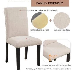 White 5-Piece Faux Marble MDF Top Dining Table Set for 4, Rectangle Dining Room Table and 4 Thicken Cushioned Chairs by ANBAZAR -ANBAZAR Sales white anbazar dining room sets 01633anna a fa 1000