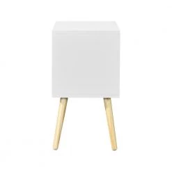 11.8 in. Mid-Century White Rectangle Wood End Table with 2 Drawer and Rubber Wood Legs, Storage Cabinet for Bedroom by ANBAZAR -ANBAZAR Sales white anbazar end side tables d 001259 j 1f 1000