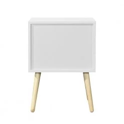 11.8 in. Mid-Century White Rectangle Wood End Table with 2 Drawer and Rubber Wood Legs, Storage Cabinet for Bedroom by ANBAZAR -ANBAZAR Sales white anbazar end side tables d 001259 j fa 1000