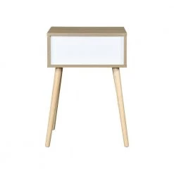 11.8 in. White Side Table with 1 Drawer and Rubber Wood Legs, Mid-Century Modern Storage Cabinet for Bedroom by ANBAZAR -ANBAZAR Sales white anbazar end side tables d 001260 j 1f 1000