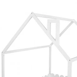 Full Size White House Bed for Kids, Low Floor House Bed with Fence-Shaped Guardrails, Wood Kids House Full Bed Frame by ANBAZAR -ANBAZAR Sales white anbazar kids beds 00013anna fa 1000