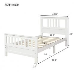 Twin Bed Frame, Platform Wood Bed Frame with Headboard, No Box Spring Needed (White, Twin) by ANBAZAR -ANBAZAR Sales white anbazar kids beds 00044anna 76 1000