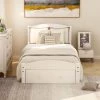 Twin Size White Platform Bed Frame with Drawers Twin Bed Frame with Storage Wood Platform Twin Size Kid Bed Frame by ANBAZAR