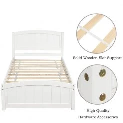 Twin Size White Pine Platform Bed Frame with Wood Slat, Wood Bed Frame with Headboard and Footboard by ANBAZAR 13 Twin Size White Pine Platform Bed Frame with Wood Slat, Wood Bed Frame with Headboard and Footboard by ANBAZAR -ANBAZAR Sales white anbazar kids beds 00333anna 44 1000